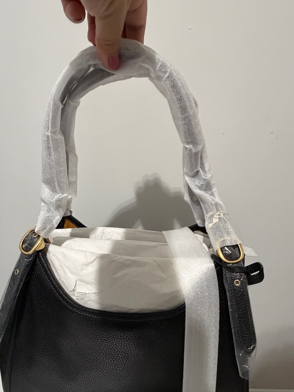 Coach Black Pebbled Leather Shoulder Bag with Gold-Tone Accents - Picture 7 of 10